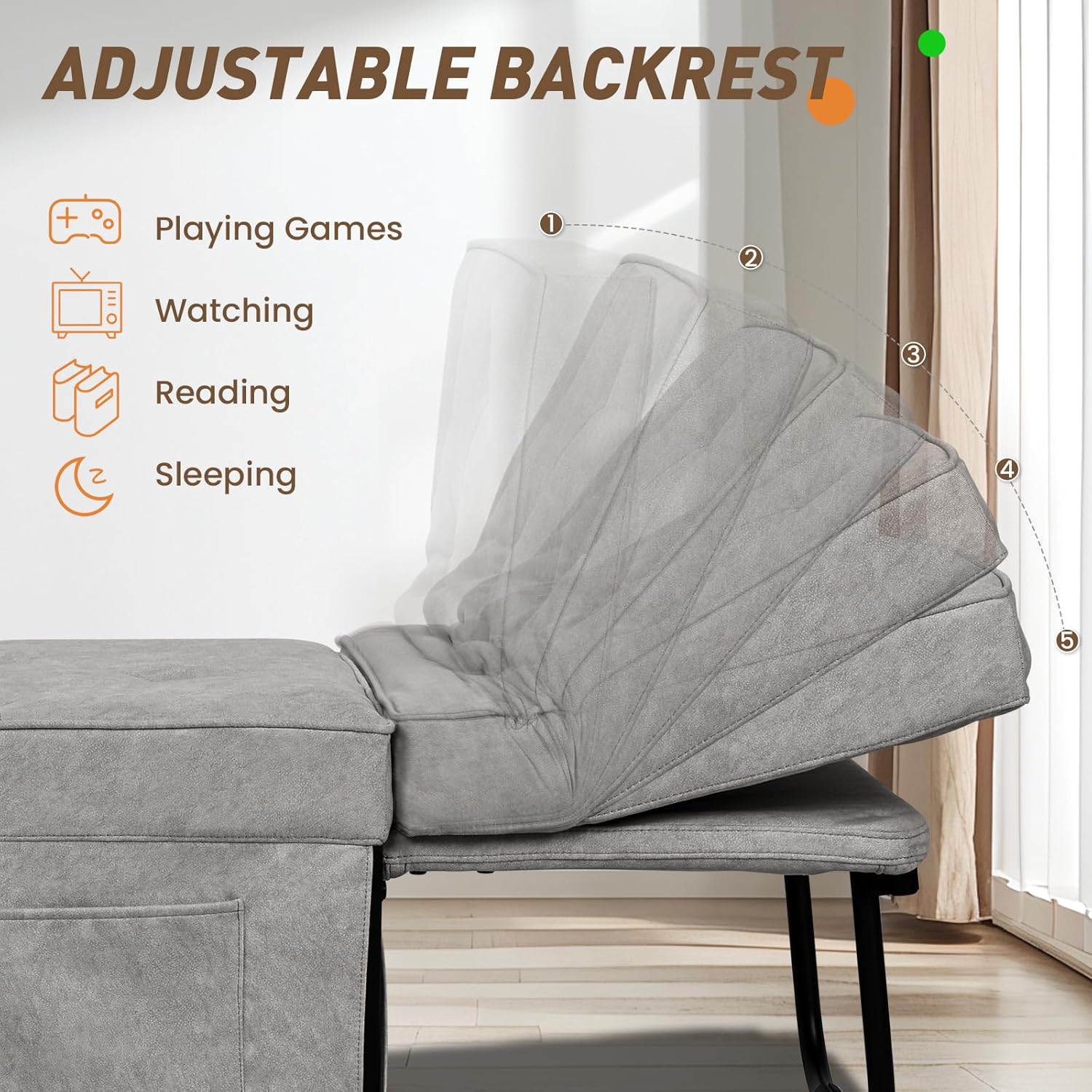 Modern 4-in-1 Sleeper Chair, Folding Sofa Bed Ottoman